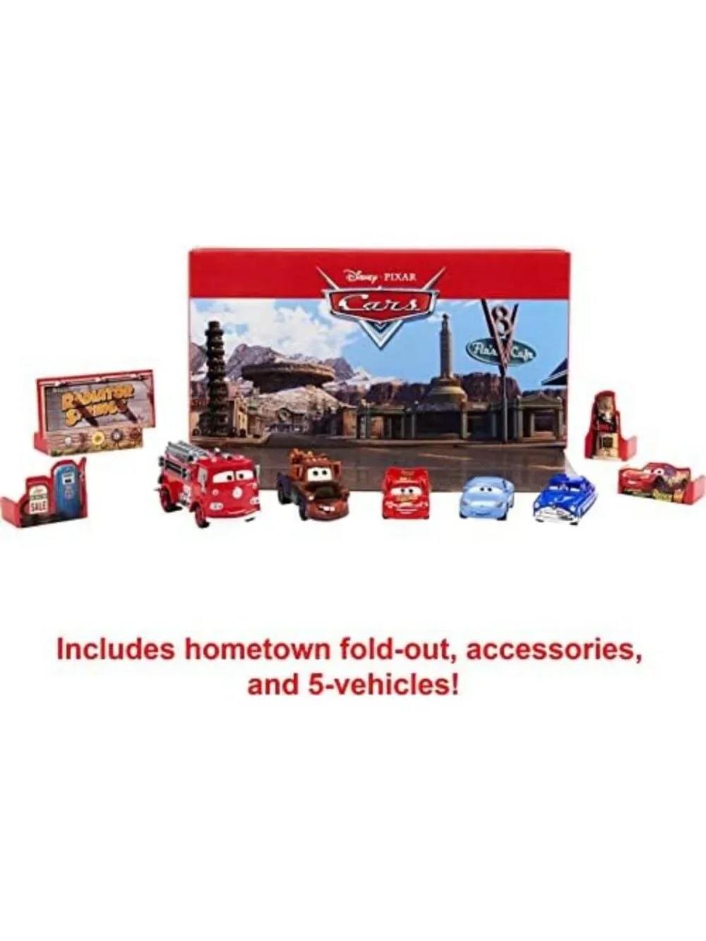 Collectible 5-Pack Toy Cars Set with Fire Truck - Disney Pixar Radiator Springs